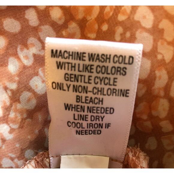 Womens Tunic Blouse Sz M Semi Sheer Peach Animal Print Camisole Roll Tab Sleeves - Picture 7 of 11